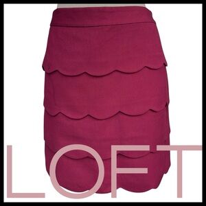 Ann Taylor LOFT Merlot Scalloped Layer Mini Skirt (0)